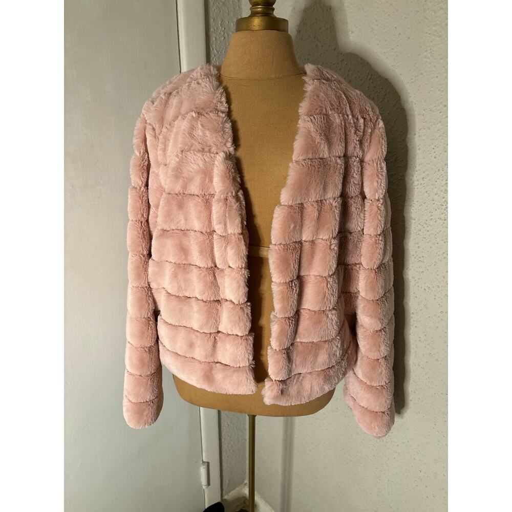 BTFBM Belong To Fashion Beauty Merriness Short Pink Faux Fur Jacket M Retro NEW
